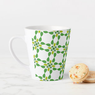 Caneca De Café Latte Padrão de Folhas, Padrão de Folhas, Folhas Verdes