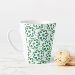 Caneca De Café Latte Padrão de Folhas, Padrão de Folhas, Folhas Verdes