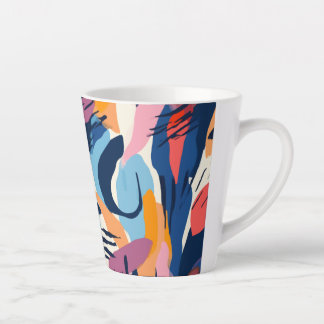 Caneca De Café Latte Padrão de Formas Abstratas Modernas Vibrantes