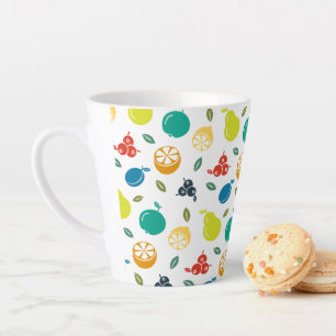 Caneca De Café Latte Padrão de fruta, ameixa, laranja, limão, pera, maç