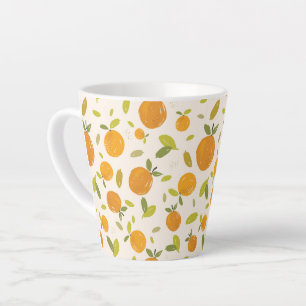 Caneca De Café Latte Padrão de Fruta de Pêssego de Corte