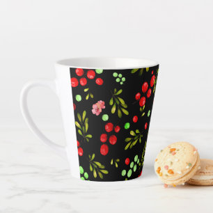 Caneca De Café Latte Padrão de Frutas Vermelhas