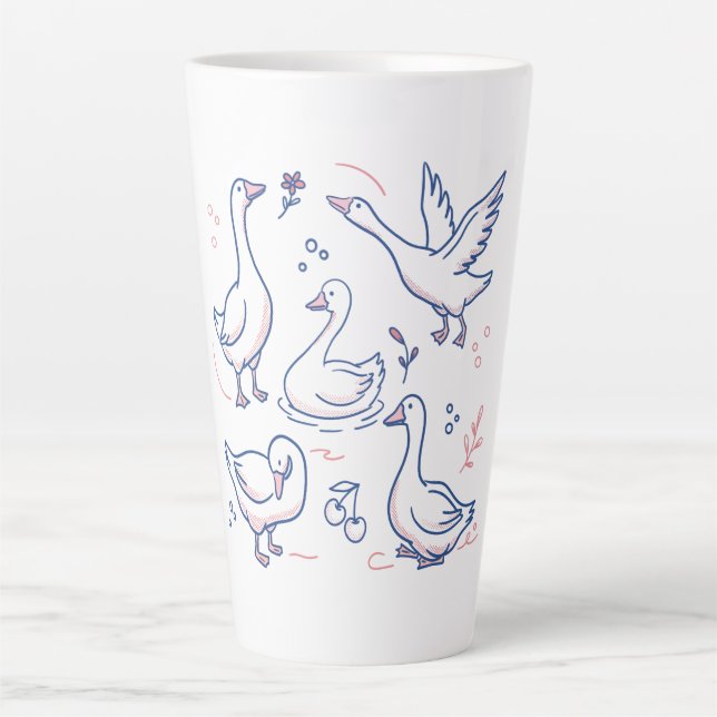Caneca De Café Latte Padrão de Ganso Engraçado (Frente)