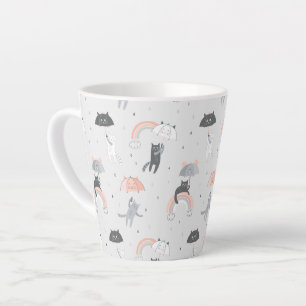 Caneca De Café Latte Padrão de Gatos de Choque em Cuta