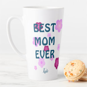 Caneca De Café Latte Padrão de gradação floral de flor rosa-branca