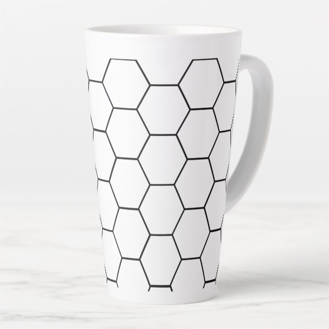 Caneca De Café Latte Padrão de hexágono (Ângulo direito)
