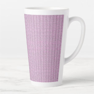 Caneca De Café Latte Padrão de Jersey Listrado em Rosa Bege