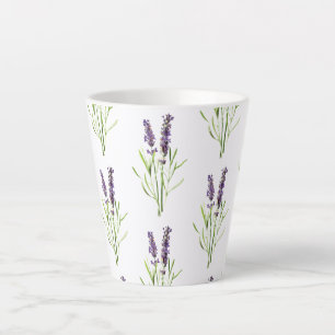 Caneca De Café Latte Padrão de lavanda de Vintage