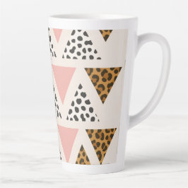 Caneca De Café Latte Padrão de Leopardo Chic e Triângulo Rosa