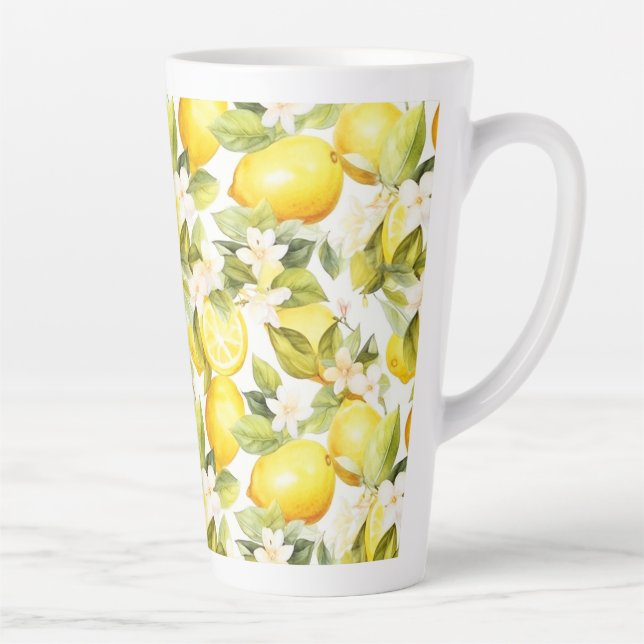 Caneca De Café Latte Padrão de Limão Costeiro Amalfi (Direita)