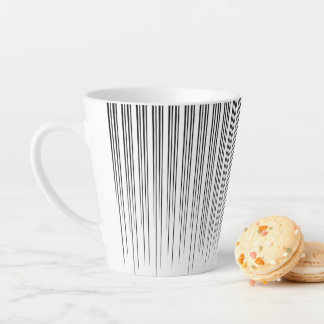 Caneca De Café Latte Padrão de Listra Elegante Preto/Turquesa