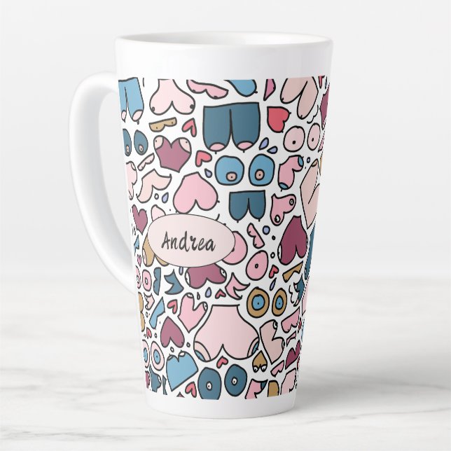 Caneca De Café Latte Padrão de mama neutro (Ângulo esquerdo)