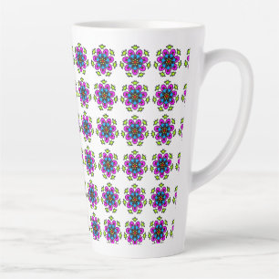 Caneca De Café Latte Padrão de Mandala Floral