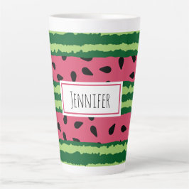 Caneca De Café Latte Padrão de Melancia Cótea rosa e verde