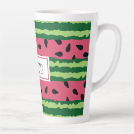 Caneca De Café Latte Padrão de Melancia Cótea rosa e verde