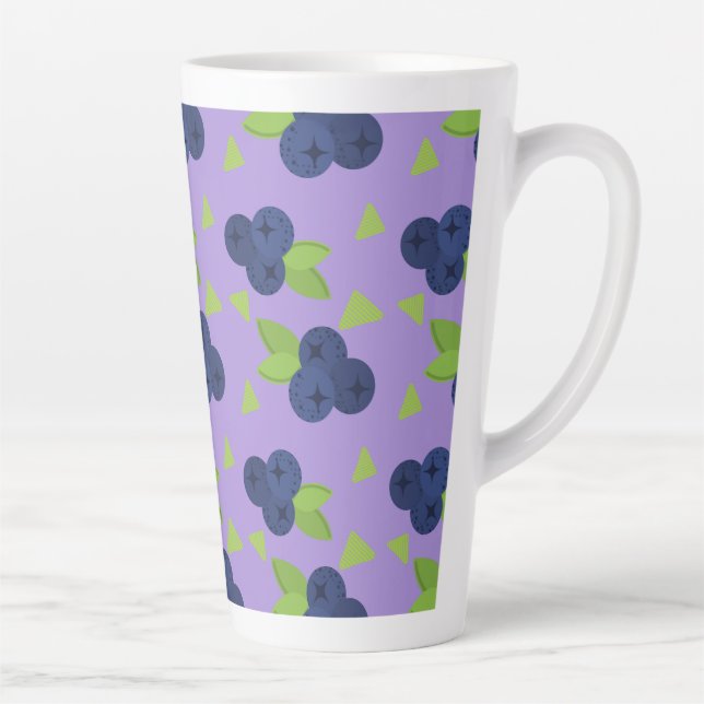 Caneca De Café Latte padrão de mirtilo wow (Direita)