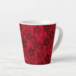 Caneca De Café Latte padrão de moda floral rústico castanho vermelho re