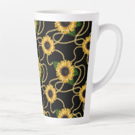 Caneca De Café Latte Padrão de Na moda de Girassóis Amarelos Clássicos 