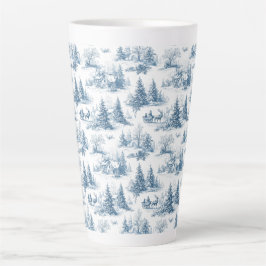 Caneca De Café Latte Padrão de Natal em Toile Azul 