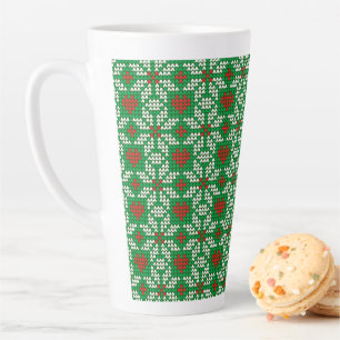 Caneca De Café Latte Padrão de Natal tricotado