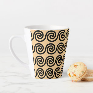 Caneca De Café Latte Padrão de Ondas da Chave Meandro Grega Marrom