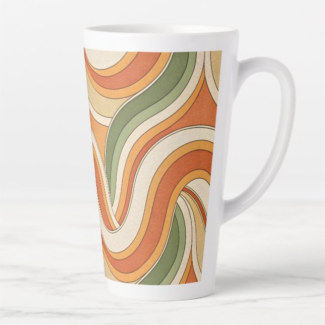 Caneca De Café Latte Padrão de ondas mágicas (Direita)