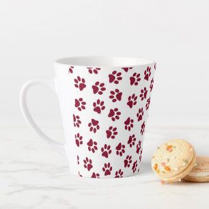 Caneca De Café Latte Padrão De Patas, Patas Cachorros, Patas Turvas