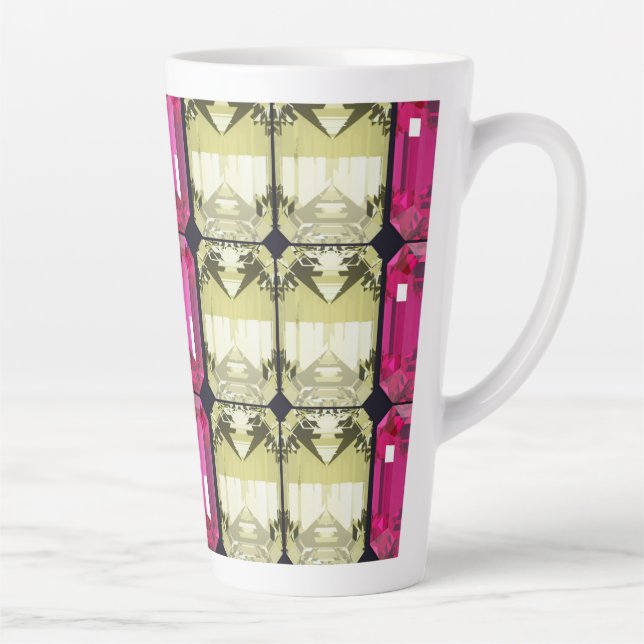 Caneca De Café Latte padrão de pedras preciosas em formas arredondadas  (Direita)