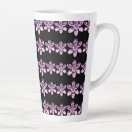 CANECA DE CAFÉ LATTE PADRÃO DE PEDRAS PRECIOSAS FLORES