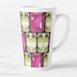 Caneca De Café Latte padrão de pedras preciosas quadradas elegantes
