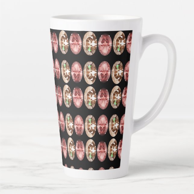 Caneca De Café Latte padrão de pedras preciosas redondas sofisticadas (Direita)