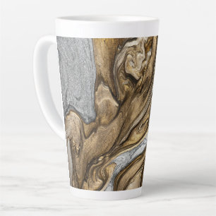 Caneca De Café Latte Padrão de Redemoinho de Mármore Terroso Glamouroso