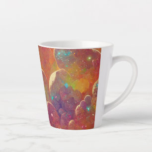 Caneca De Café Latte Padrão de Repetição da Nuvem Cósmica Laranja