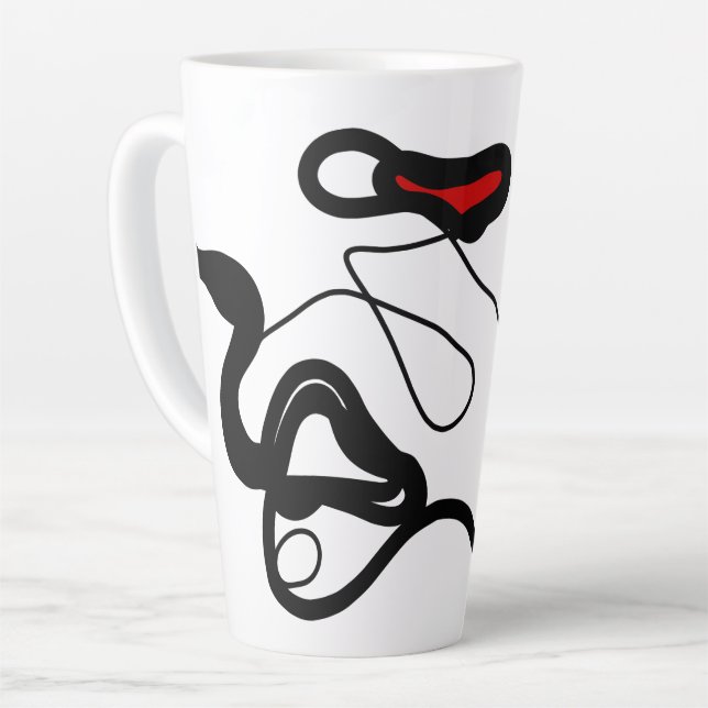 Caneca De Café Latte Padrão de retenção: Abstrato preto, branco, Cinza  (Ângulo esquerdo)