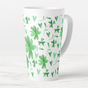 Caneca De Café Latte Padrão de Shamrock irlandês Bonito  Verde e bran