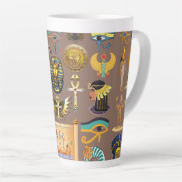 Caneca De Café Latte Padrão de Símbolo Hieroglífico Antigo Egípcio