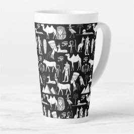 Caneca De Café Latte Padrão de Símbolo Hieroglífico do Antigo Egito