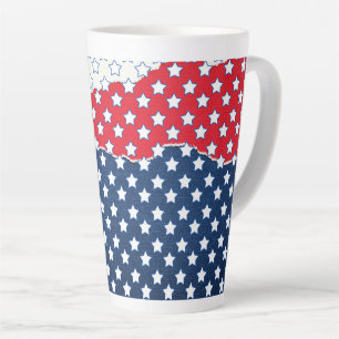 Caneca De Café Latte Padrão de Sinalizador das Estrelas Vermelhas Trend
