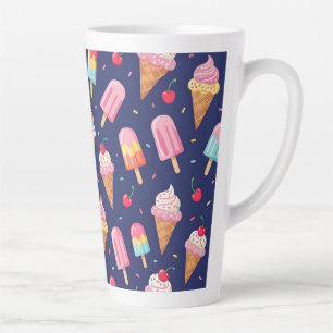 Caneca De Café Latte Padrão de sorvete, picolés e cerejas