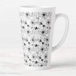 Caneca De Café Latte Padrão de Teia de Aranha de Halloween