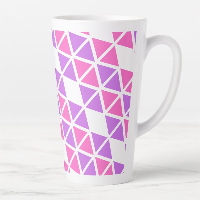 Caneca De Café Latte Padrão de triângulo Rosa Roxo (Direita)