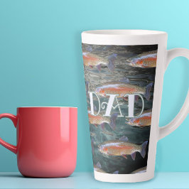Caneca De Café Latte Padrão de Truta Arco-Íris do Pai Pescador