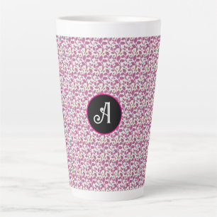 Caneca De Café Latte Padrão de videira botânica rosa Folha floral ele