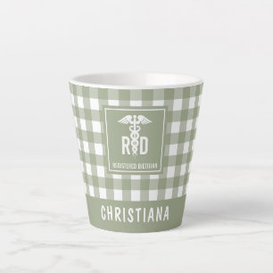 Caneca De Café Latte Padrão de Xadrez Dietitiana Personalizada de RD Re