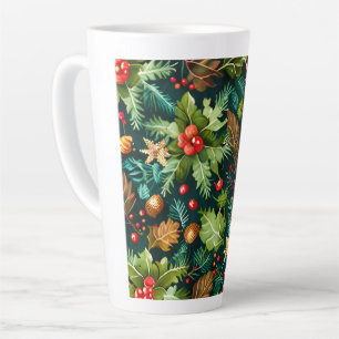 Caneca De Café Latte Padrão Decorativo De Natal Latte Mug