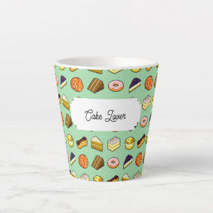 Caneca De Café Latte Padrão Delicioso de Bolos e Pastas de Bolo