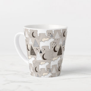 Caneca De Café Latte Padrão do Urso do Pavimento da Porta-Gama