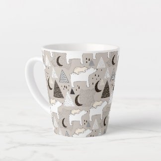 Caneca De Café Latte Padrão do Urso do Pavimento da Porta-Gama