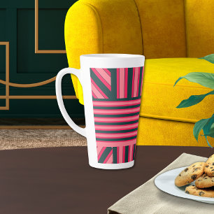 Caneca De Café Latte Padrão Elegante de Abstrato Rosa de Arte Deco