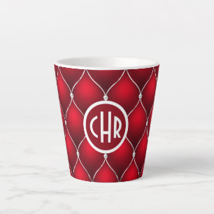 Caneca De Café Latte Padrão Elegante de Cruz Vermelha e Branca de Crise